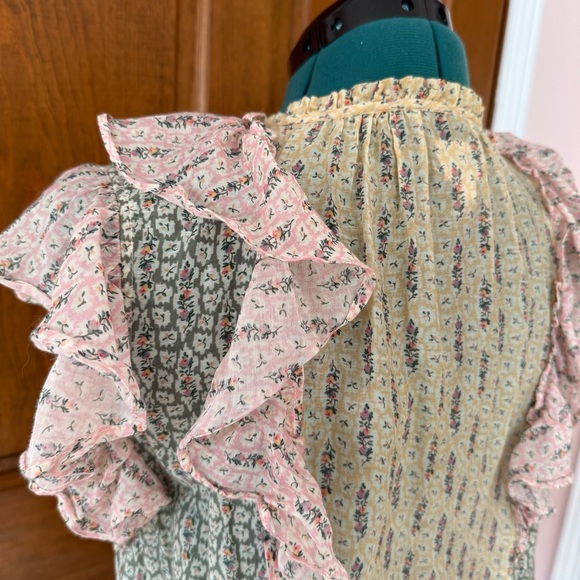 Rebecca Taylor La Vie Floral Color Block blouse Small - Picture 7 of 8
